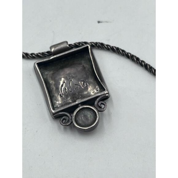 Didae Italy Signed Vintage Sterling Sterling Cabochon Garnet Pendant Necklace‎ - Picture 7 of 9